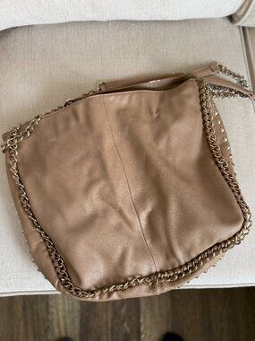 Camel Brown Soft Leather Shopper Hobo Bag Distressed Camel Brown Gold Large Size